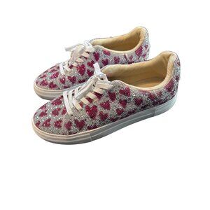 Betsey Johnson Platform Sneakers Rhinestone SHOES Hearts Size 13M